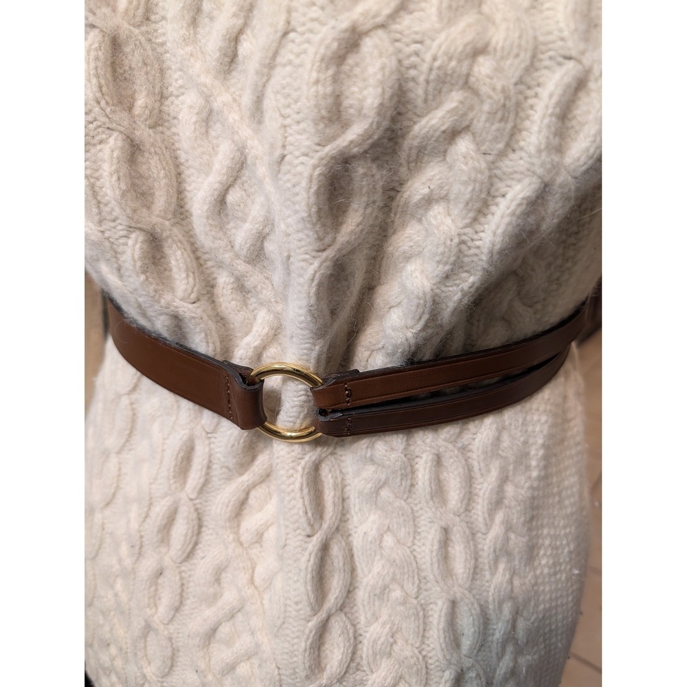 Lauren Ralph Vachetta Tri-Strap Leather Brown Equestrian Horsebit Belt Size 2X - Picture 2 of 8